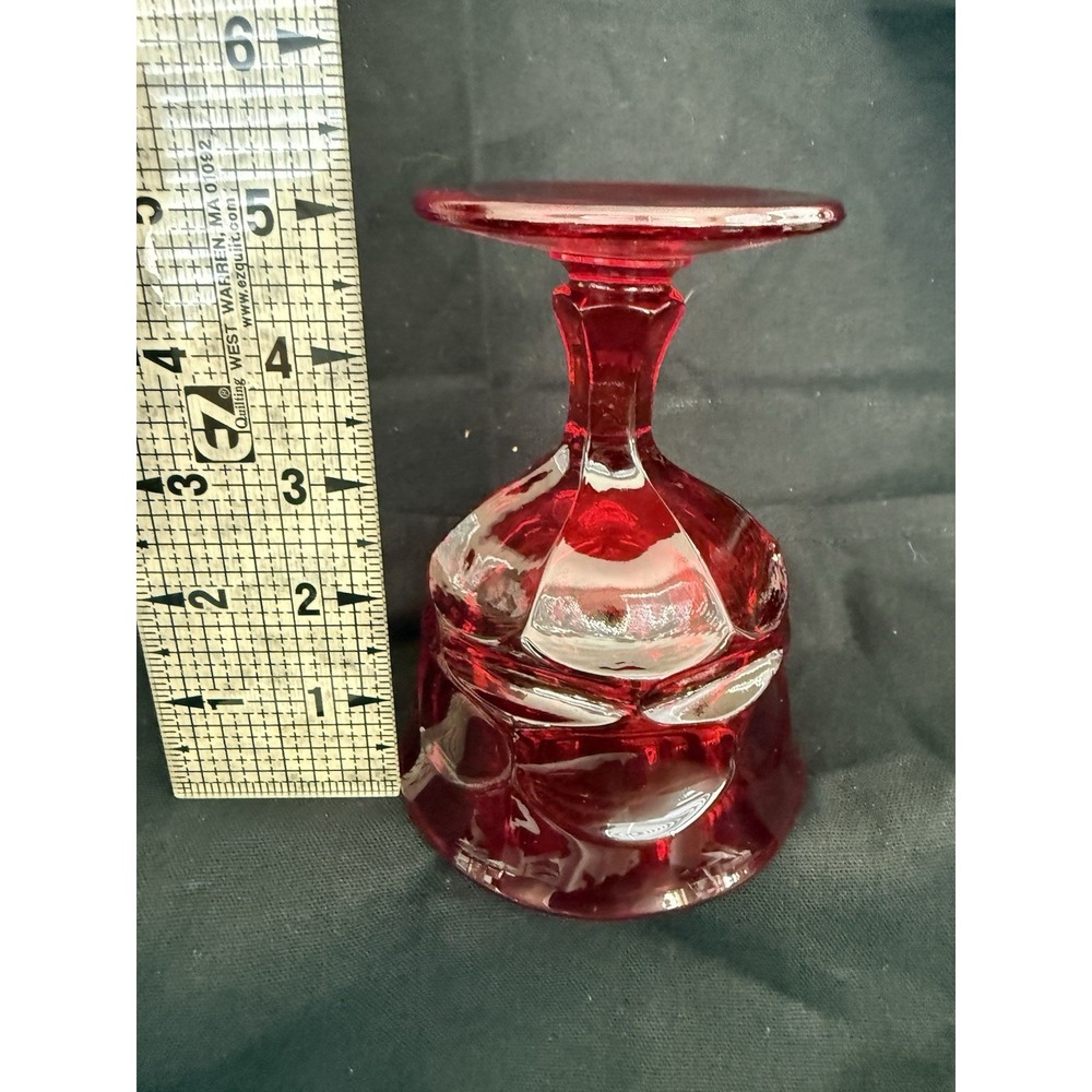 Red Glass Goblet Glossy Round Unisex Adults Drinkware Pressed 4.5 Inch - Picture 6 of 6